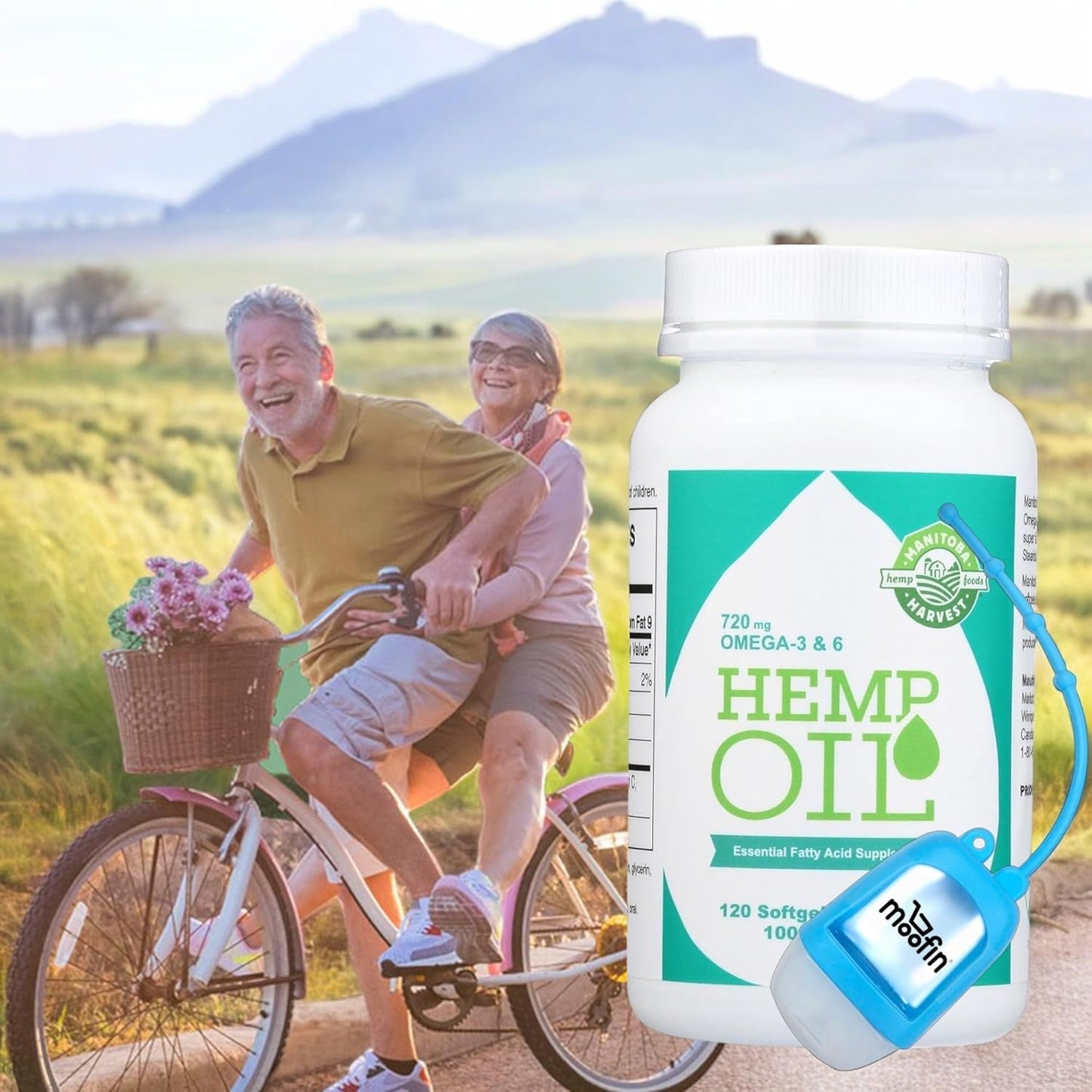 Moofin Bundle: Plastic Hand Sanitizer Dispenser &metabolism boosterSeed Oil Softgels - 6x5cm Size, 2,475mg Plant Extract - Pack of 3