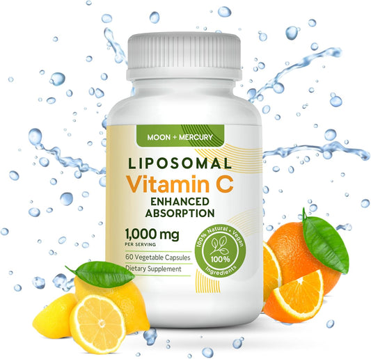 Moon and Mercury Liposomal Vitamin C Capsules - 1000mg, 60 Count - High Absorption and Bioavailability
