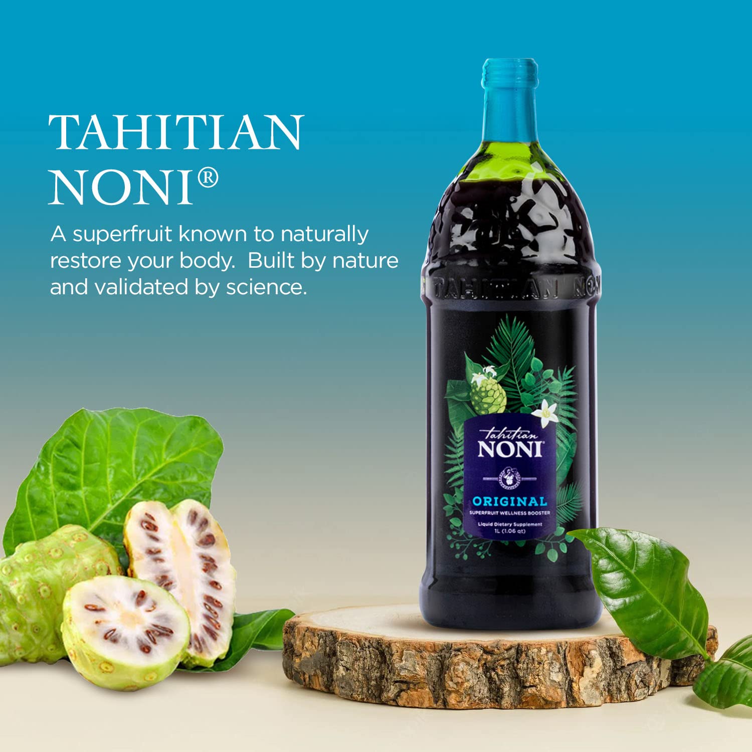 Morinda's Authentic Tahitian Noni Juice with Blueberry & Grape, 2 One Liter Bottles - Daily Wellness Drink