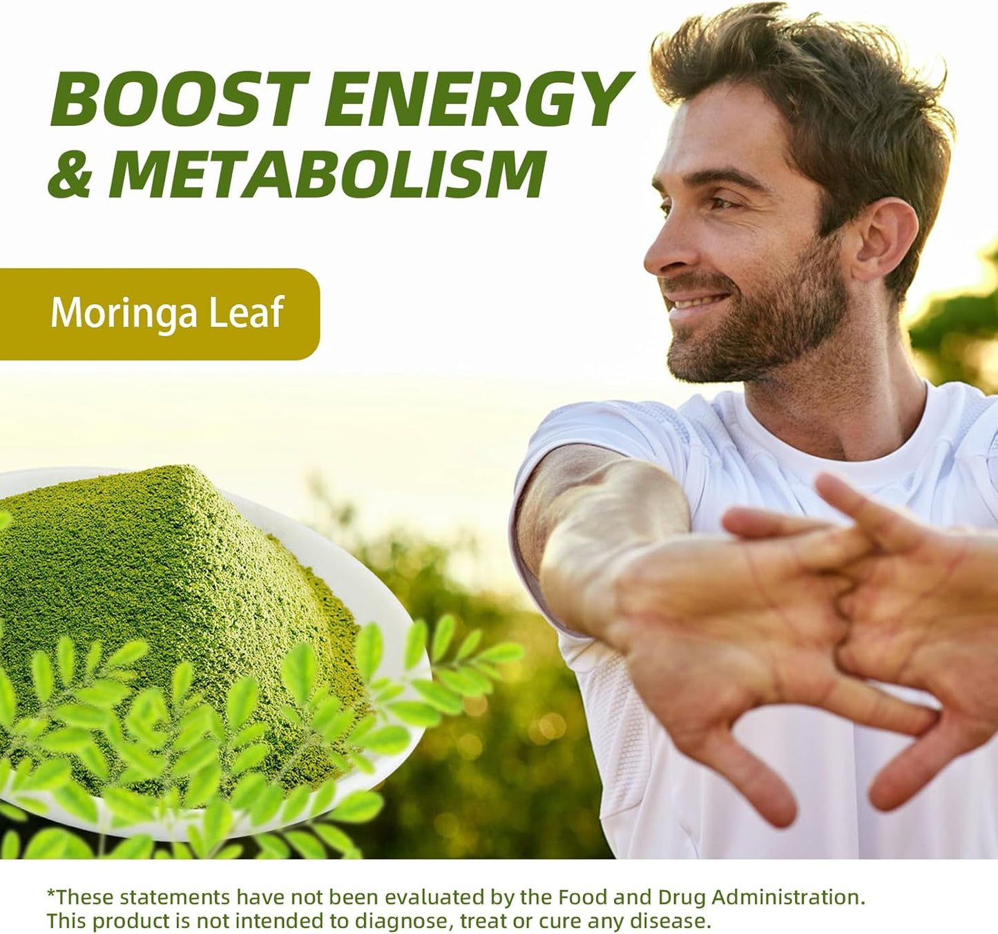 Moringa Superfood Powder Blend with Matcha, Green Tea & Resveratrol for Energy & Immune Support - Vegan & Gluten Free - 8oz