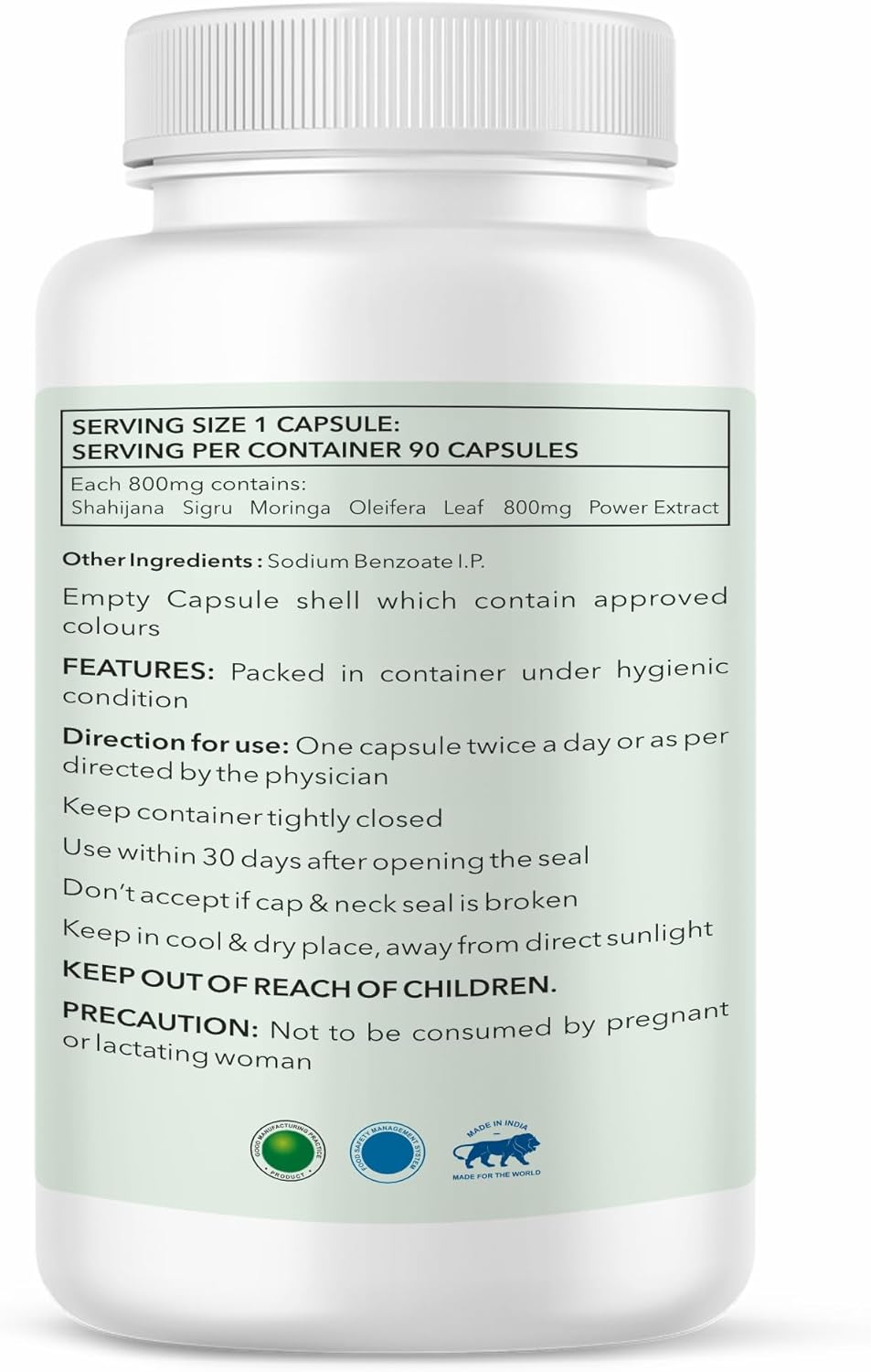 Morpho Brothers Moringa Capsules - 800mg Antioxidant Superfood - Energy, Metabolism, Immune Support - 90 Servings - 3 Month Supply