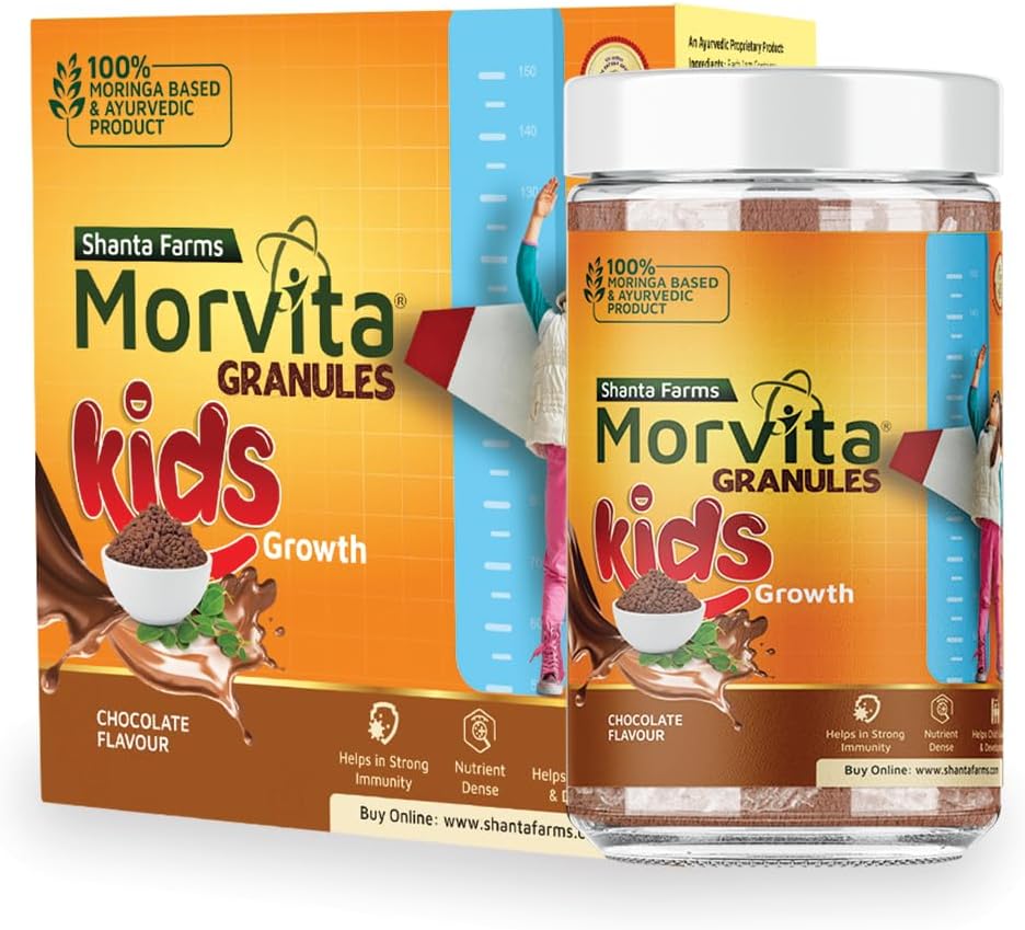 morvita Moringa Oleifera Powder for Kids - Chocolate Superfood Supplement (14.10 Oz) - Energy, Immune Support, Nutrient-Rich Boost - Vegan, Non-GMO, Gluten-Free