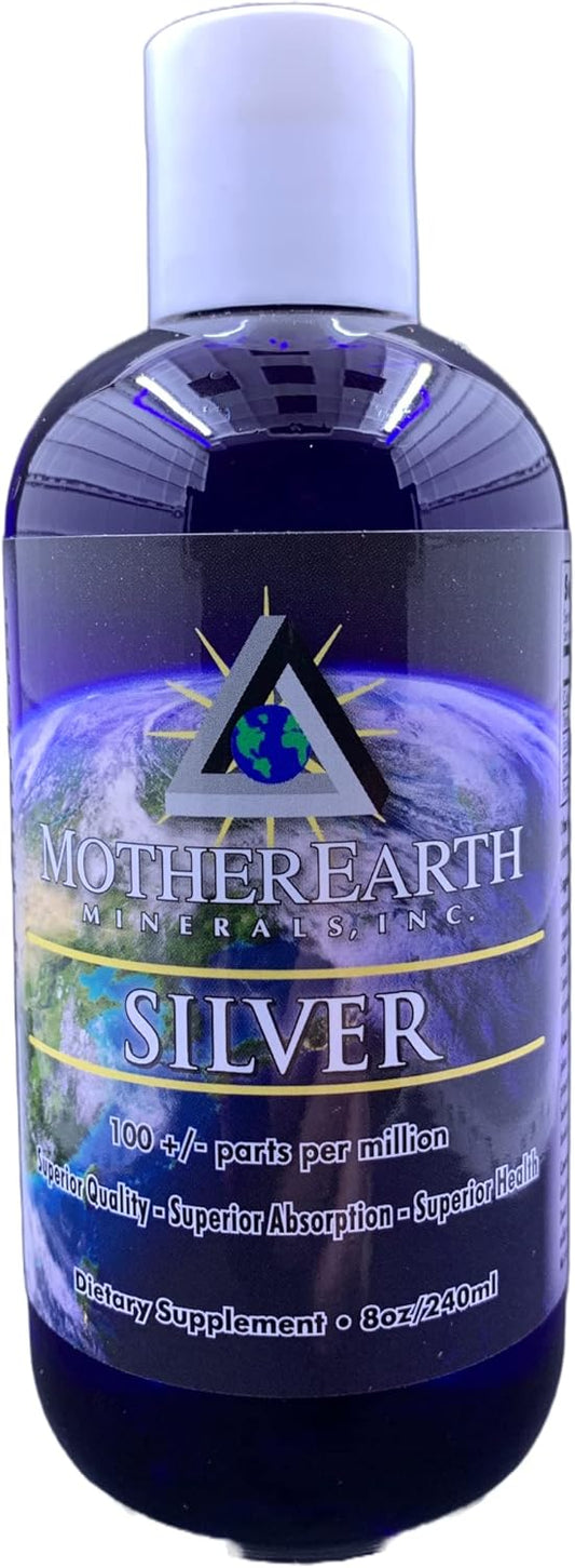 Mother Earth Minerals Silver Liquid Supplement - 8 Ounce Bottle, 96 Servings