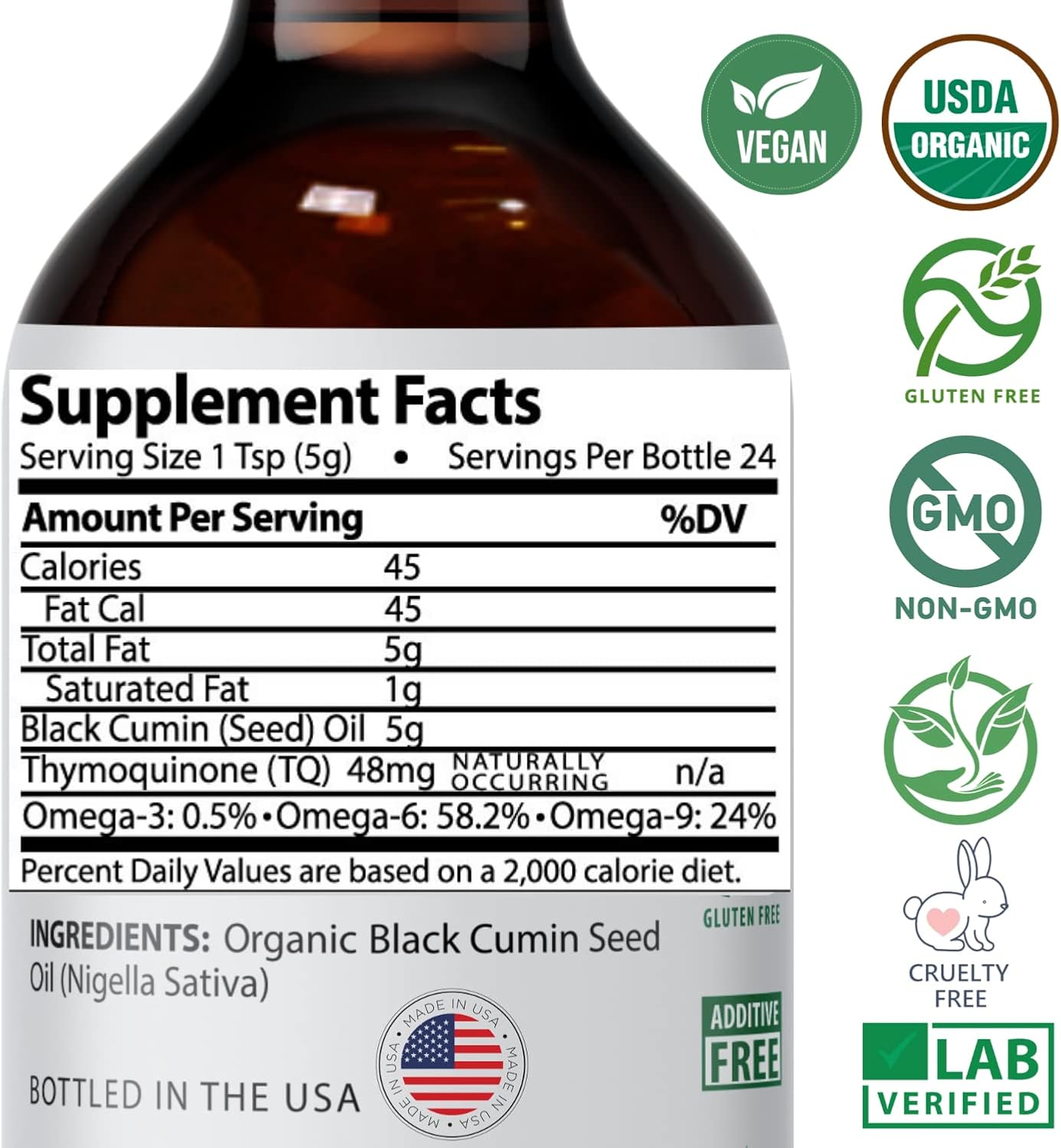 Mother Nature Organic Black Seed Oil - Cold Pressed, Unrefined, 100% Pure Turkish Cumin Seed Oil - 4oz Glass Bottle - Superfood for Digestion, Joints, Hair & Skin