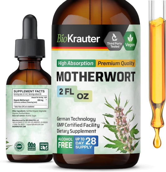 Motherwort Herbal Extract Tincture - Women's Health Liquid Supplement - Promotes Calmness - Vegan & Alcohol Free - 2 Fl.Oz.