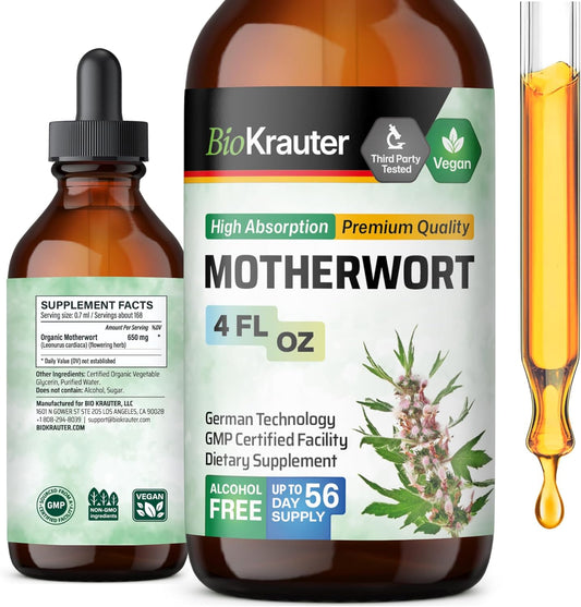 Motherwort Herbal Tincture for Women's Health - Liquid Supplement to Promote Calmness - Vegan and Sugar-Free - 4 Fl.Oz.