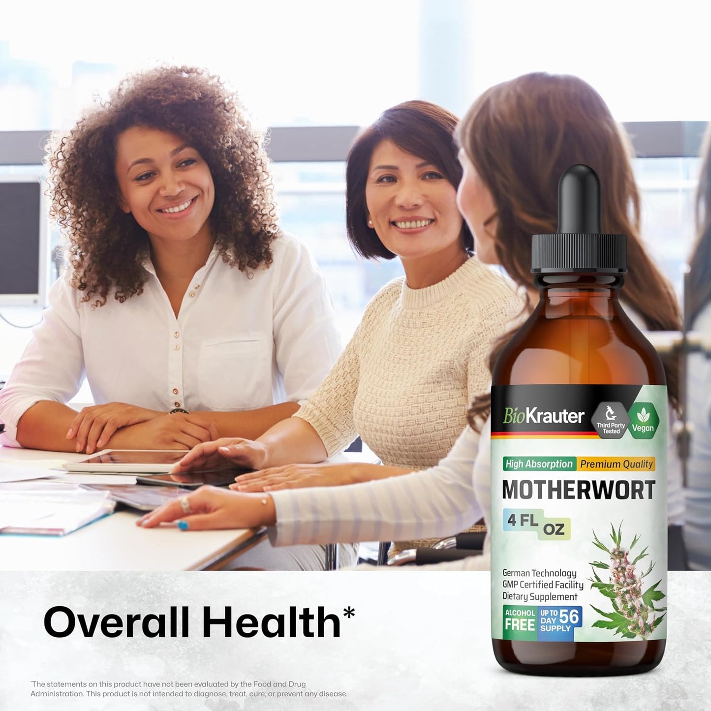 Motherwort Herbal Tincture for Women's Health - Liquid Supplement to Promote Calmness - Vegan and Sugar-Free - 4 Fl.Oz.