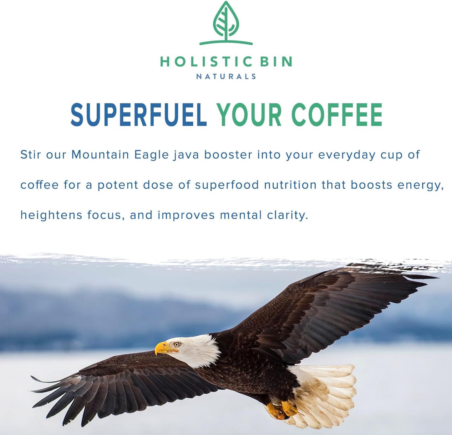 Mountain Eagle Holistic Bin Mushroom Coffee Boost - Adaptogen Add-In with Chaga, Shilajit, & Cacao | Memory & Focus Support