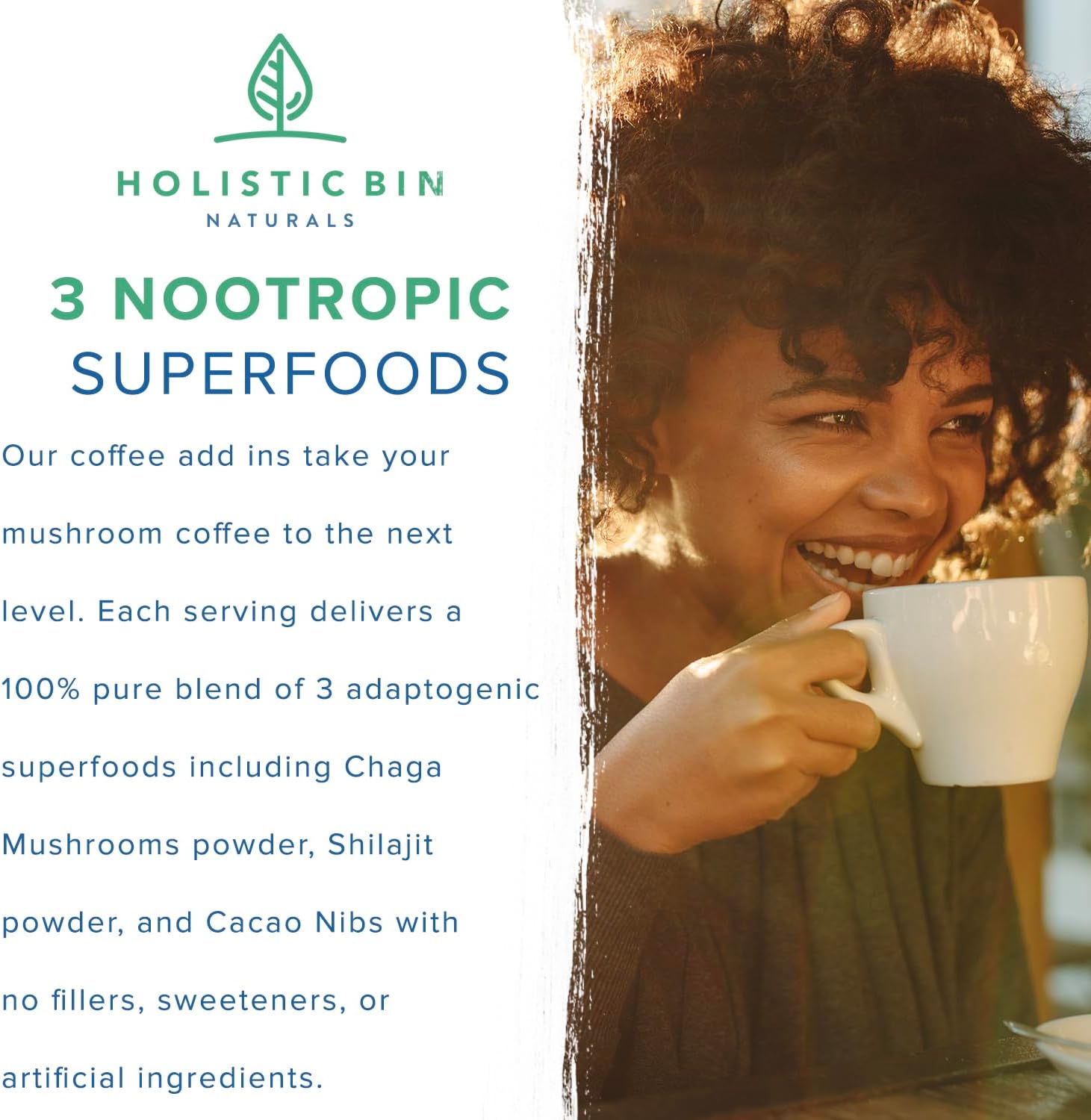 Mountain Eagle Holistic Bin Mushroom Coffee Boost - Adaptogen Add-In with Chaga, Shilajit, & Cacao | Memory & Focus Support