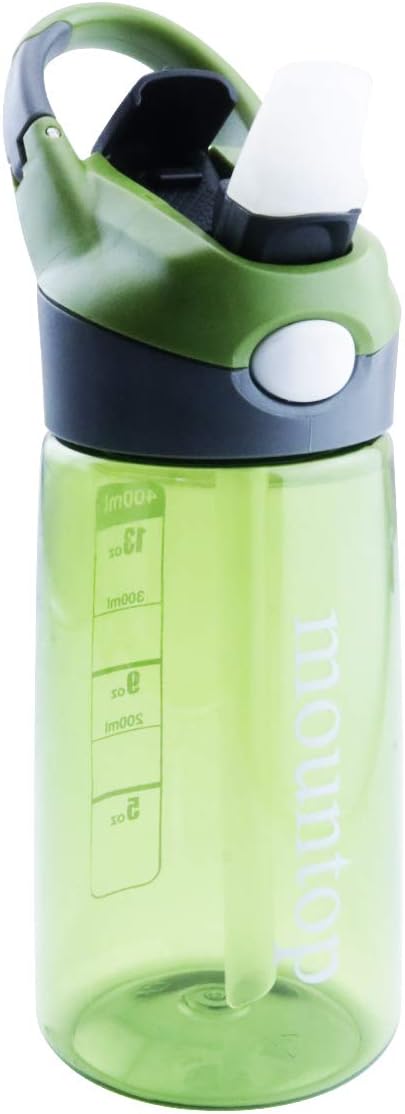 mountop BPA-Free Kids Water Bottle with Silicone Straw and Handle - 14oz 400ml - Easy Use for Girls and Boys
