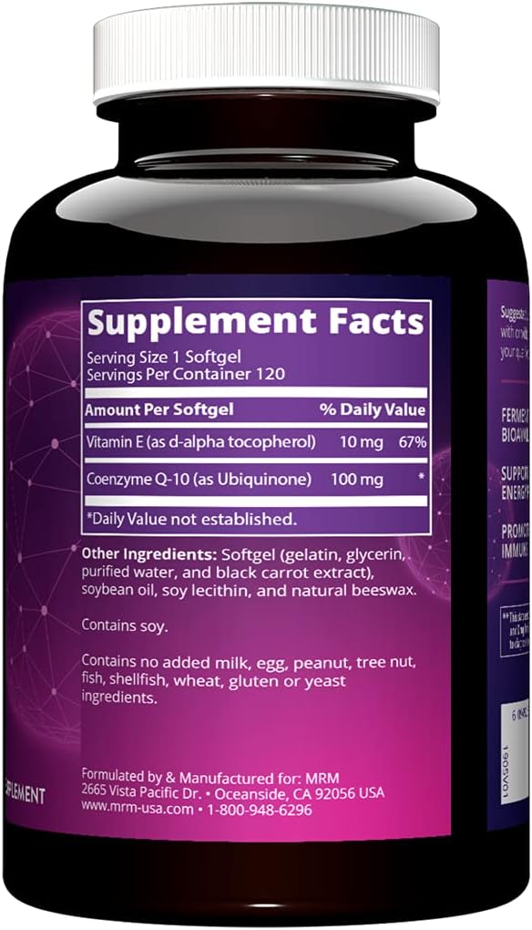 MRM CoQ-10 100mg Softgels with PEL Delivery System - 60 Count, Ubiquinone Formula - BoostGo Australia