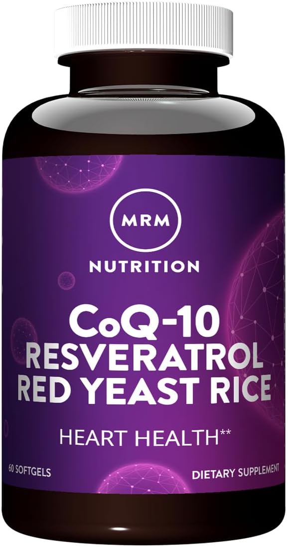 MRM Nutrition CoQ-10 Resveratrol Red Yeast Rice Capsules for Heart Health & Aging - Gluten-Free (30 Servings)