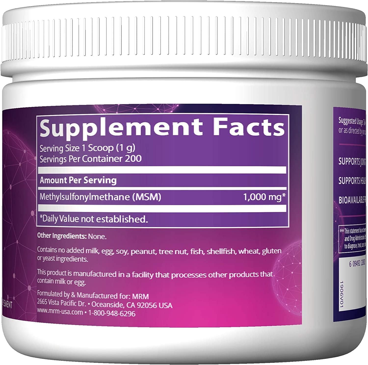 MRM Nutrition MSM Crystals Powder | Joint Health Support | Hair, Skin, Nails | Bioavailable Sulfur | Gluten-Free Vegan Supplement | 200 Servings - BoostGo Australia