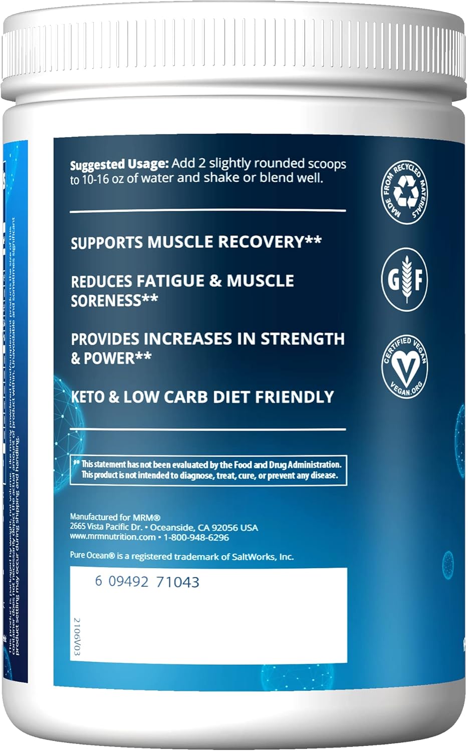MRM Nutrition Reload BCAA+G Post-Workout Recovery Watermelon Flavor 9.6g Amino Acids CarnoSyn Muscle Recovery Keto Friendly 26 Servings