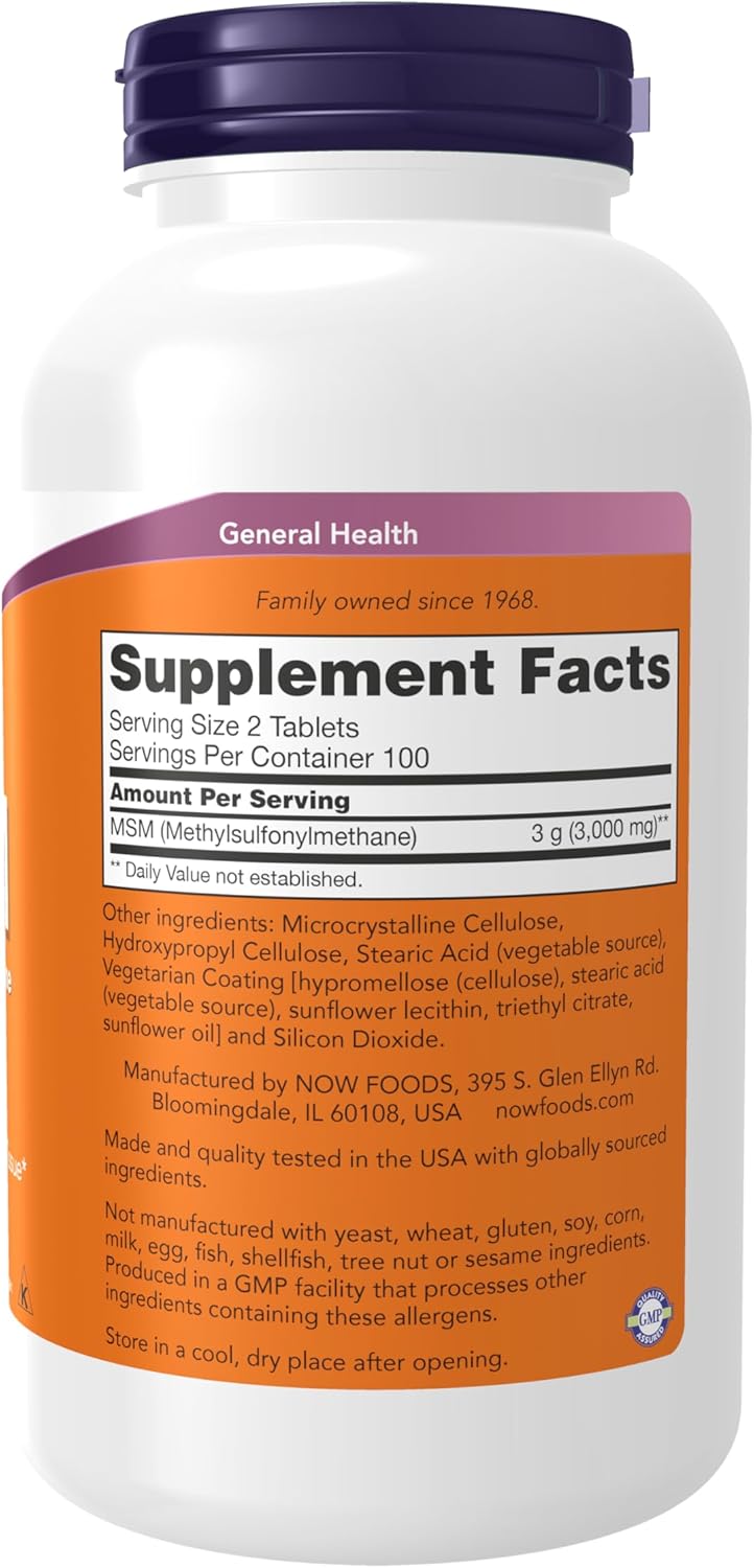 MSM (Methylsulfonylmethane) 1,500 mg Tablets for Healthy Cartilage and Joint Health - 200 Count