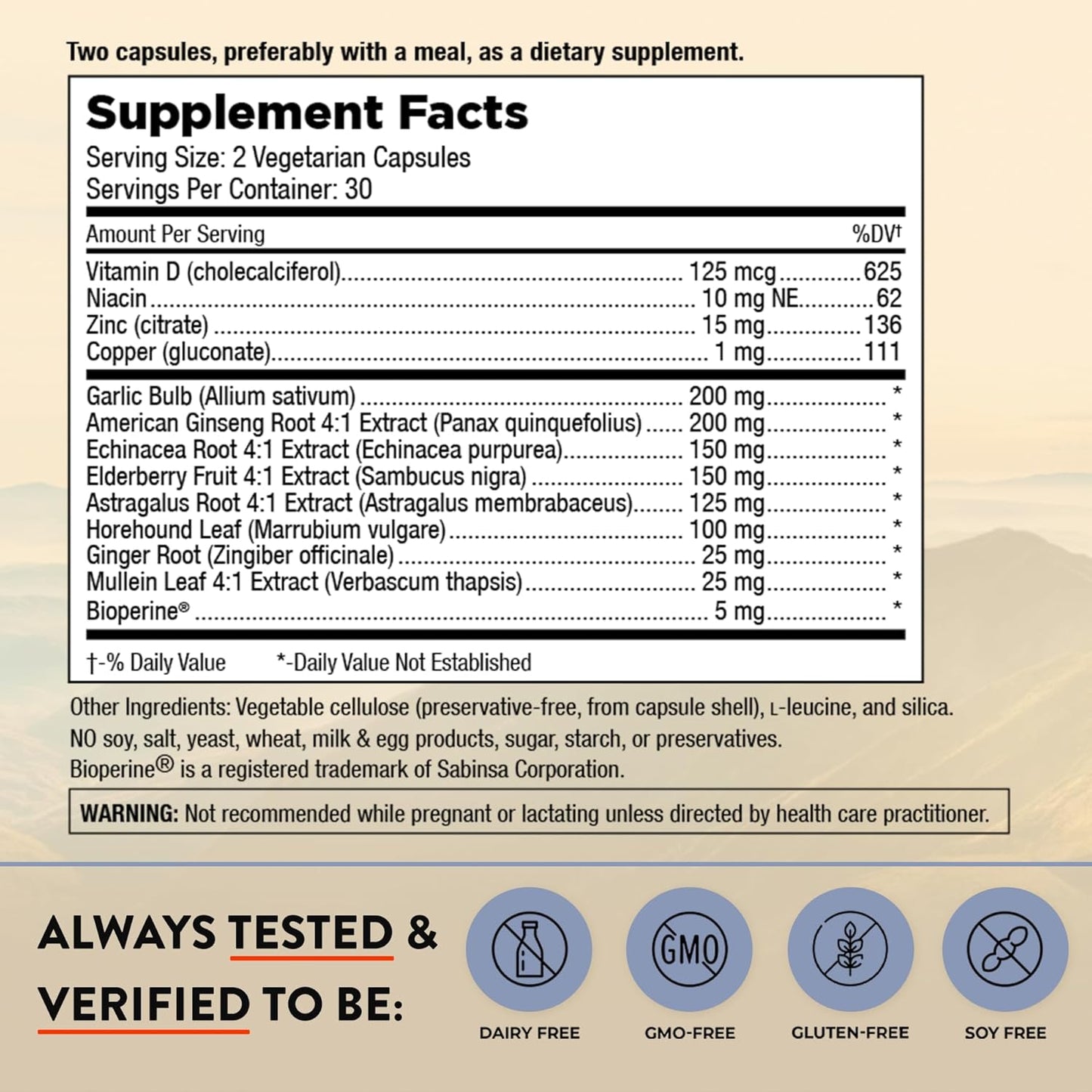 Mt. Angel Vitamins Cold Facts with Vitamin D for Immune System Support - 60 Vegetarian Capsules