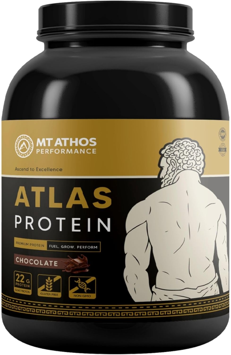 Mt. Athos Chocolate Goat Milk Protein Powder with Casein - 22g Protein per Serving - 28 Servings
