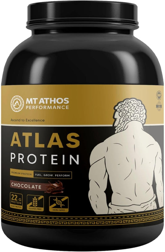 Mt. Athos Chocolate Goat Milk Protein Powder with Casein - 22g Protein per Serving - 28 Servings