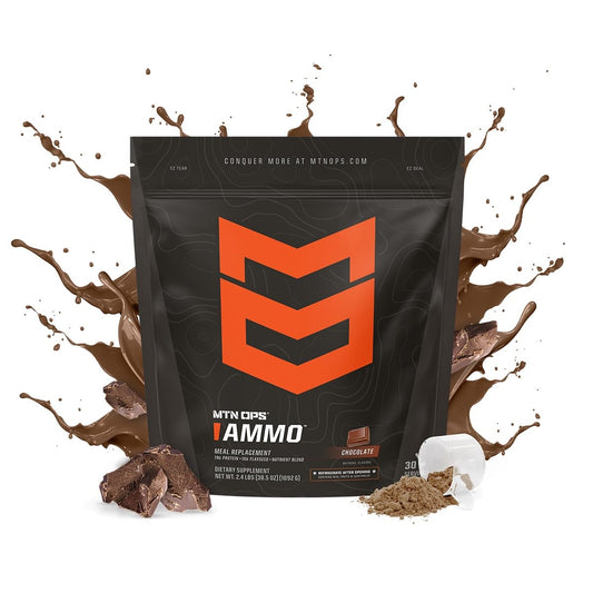 MTN OPS Ammo Chocolate Protein Powder Shake - 28 Servings for Lean Muscle Building