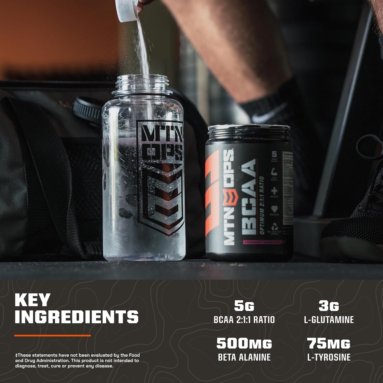MTN OPS BCAA 2:1:1 Amino Acids Supplement Powder - Strawberry Dragonfruit Flavor - 30 Servings - Sugar & Gluten Free for Muscle Recovery - BoostGo Australia