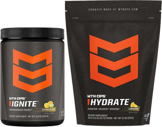 MTN OPS Citrus Bliss Ignite and Lemonade Hydrate Bundle for Energy and Hydration