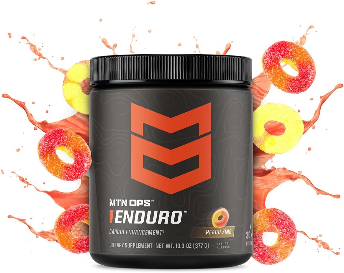 MTN OPS Enduro Nitric Oxide Supplement & Stim-Free Pre Workout - Peach Zing - 30 Servings - Magnesium Citrate, Beet Root Powder, Niacinamide