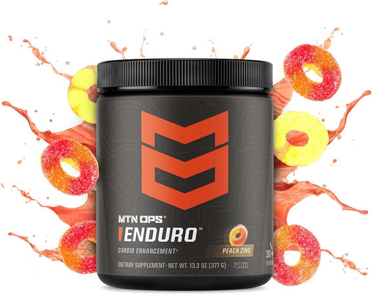 MTN OPS Enduro Nitric Oxide Supplement & Stim-Free Pre Workout - Peach Zing - 30 Servings - Magnesium Citrate, Beet Root Powder, Niacinamide