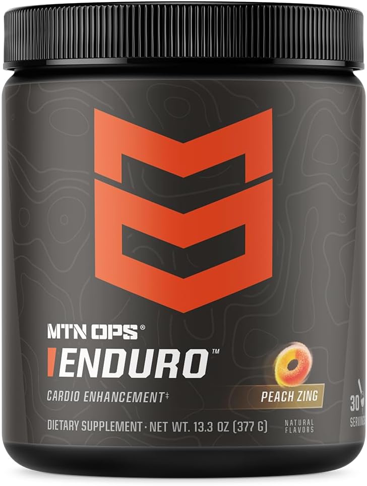 MTN OPS Enduro Nitric Oxide Supplement & Stim-Free Pre Workout - Peach Zing - 30 Servings - Magnesium Citrate, Beet Root Powder, Niacinamide