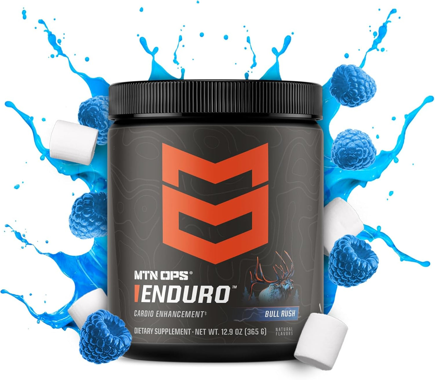 MTN OPS Enduro Nitric Oxide Supplement & Stim-Free Pre Workout - Bull Rush Flavor - 30 Servings - Enhances Performance & Endurance