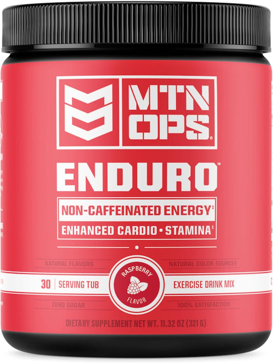 MTN OPS Enduro Nitric Oxide Supplement & Stim-Free Pre Workout - 30 Servings - Raspberry Flavor with Nitric Oxide Boosters