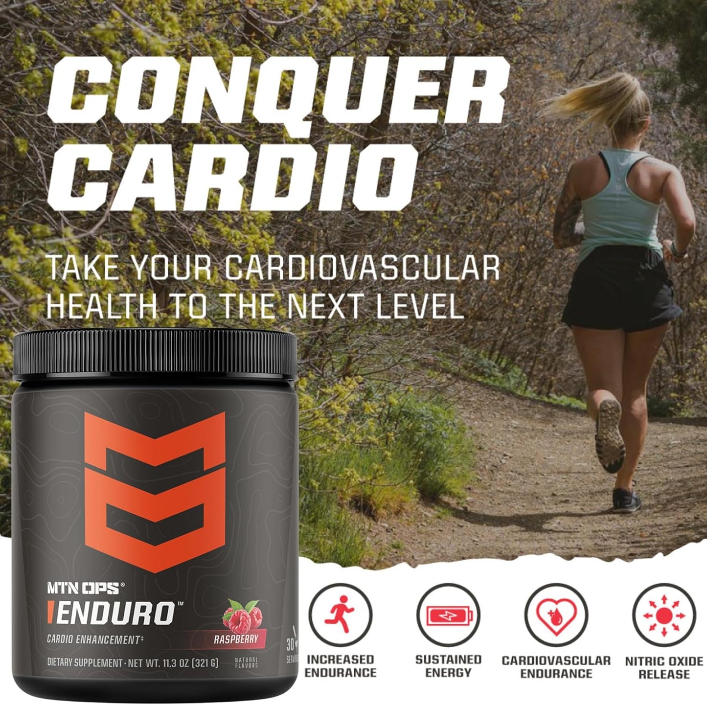MTN OPS Enduro Nitric Oxide Supplement & Stim-Free Pre Workout - Peach Zing - 30 Servings - Magnesium Citrate, Beet Root Powder, Niacinamide
