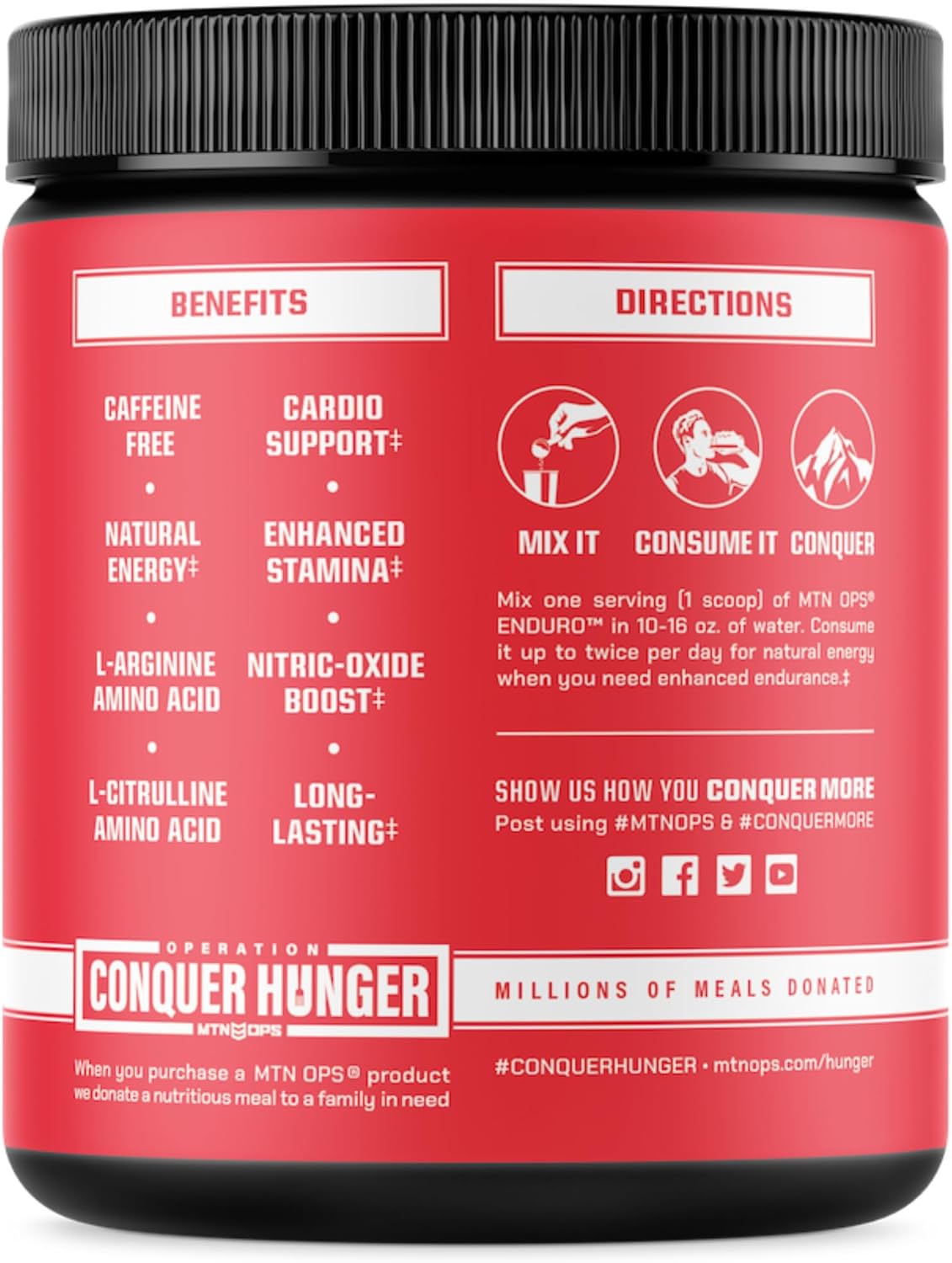 MTN OPS Enduro Nitric Oxide Supplement with Magnesium Citrate - Tiger's Blood Flavor - 30 Servings