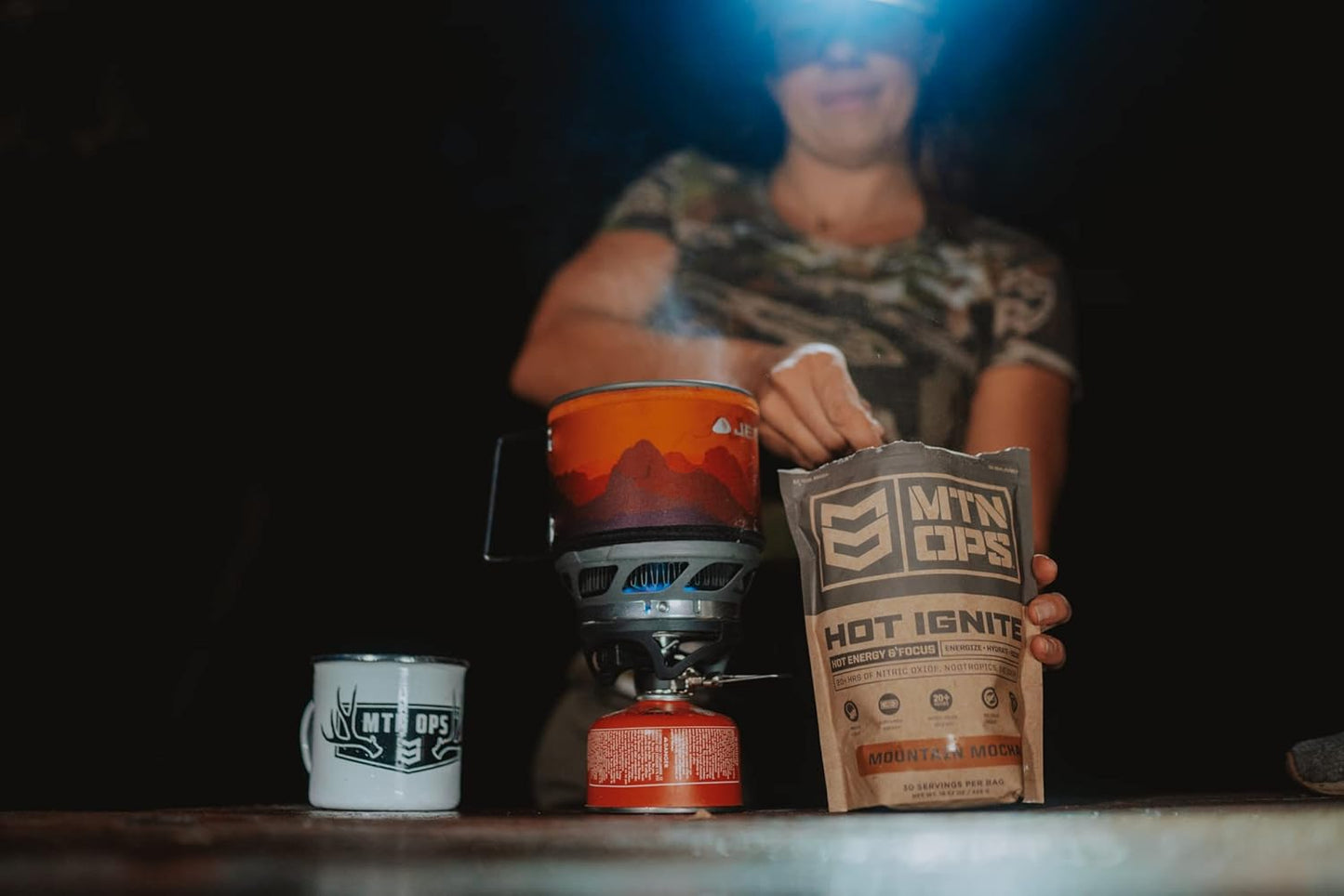 MTN OPS Hot Ignite Supercharged Energy Drink Mix: Hazelnut Cocoa Flavor, 30-Servings