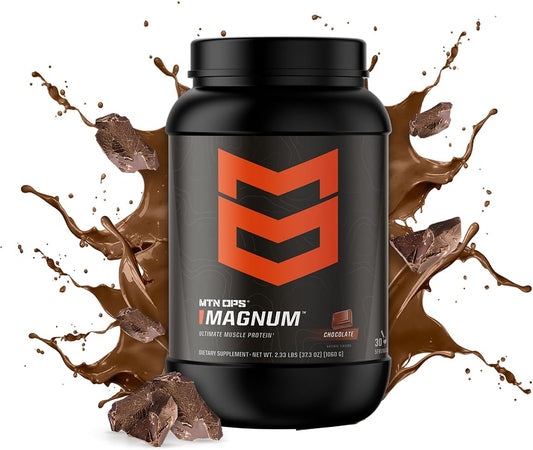 MTN OPS Magnum Chocolate Protein Powder - Whey Isolate & Milk Protein with BCAAs, Zero Sugar, Gluten Free - 30 Servings