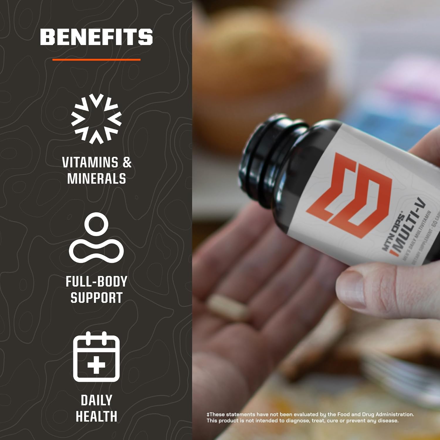 MTN OPS Multi-V Men's Vegetarian Multivitamin Capsules - Daily Essential Vitamin Complex (60 Capsules)