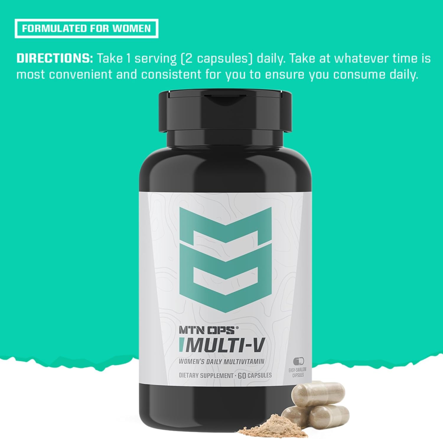 MTN OPS Multi-V Women's Daily Multivitamin Capsules, Vegetarian Formula, 60 Capsules - 30 Day Supply