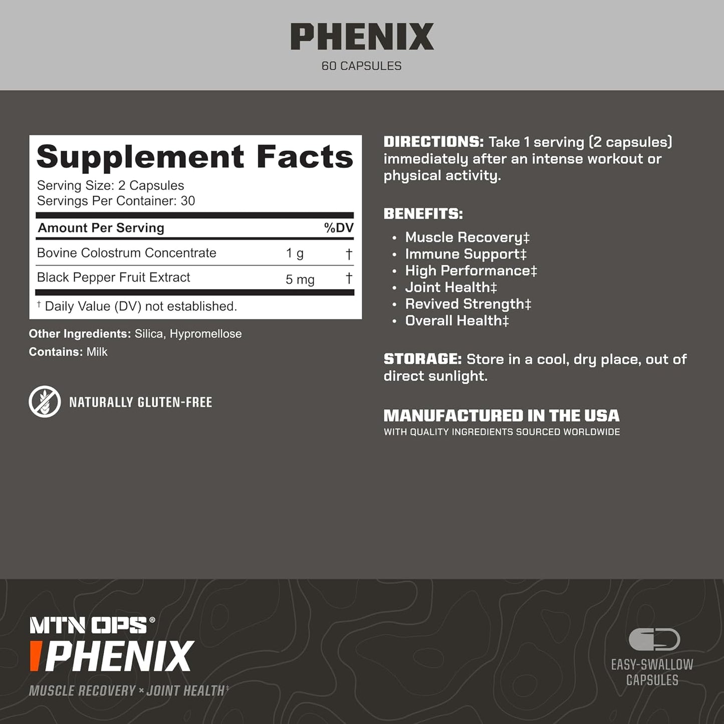 MTN OPS Phenix Performance Post-Workout Muscle Recovery Supplement 30 Servings for Enhanced Recovery