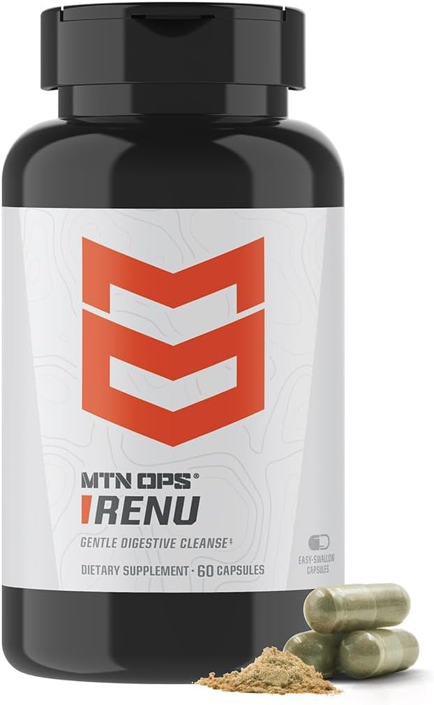 MTN OPS Renu: Psyllium Husk Powder Capsules for Digestive Health & Metabolism, 60 ct, 30 Servings