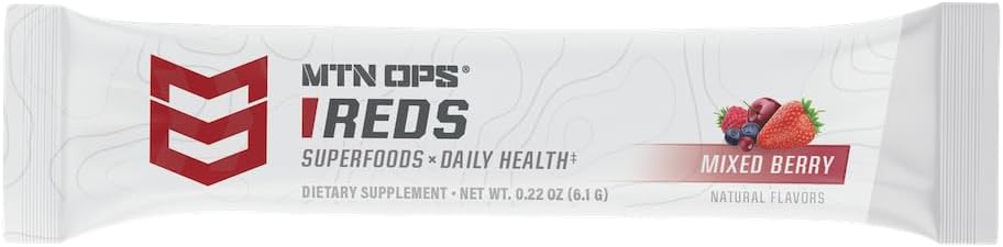 MTN OPS Super Reds Antioxidant Drink Powder - Daily Health Blend with Phyto-Nutrients | 30 On-The-Go Packs