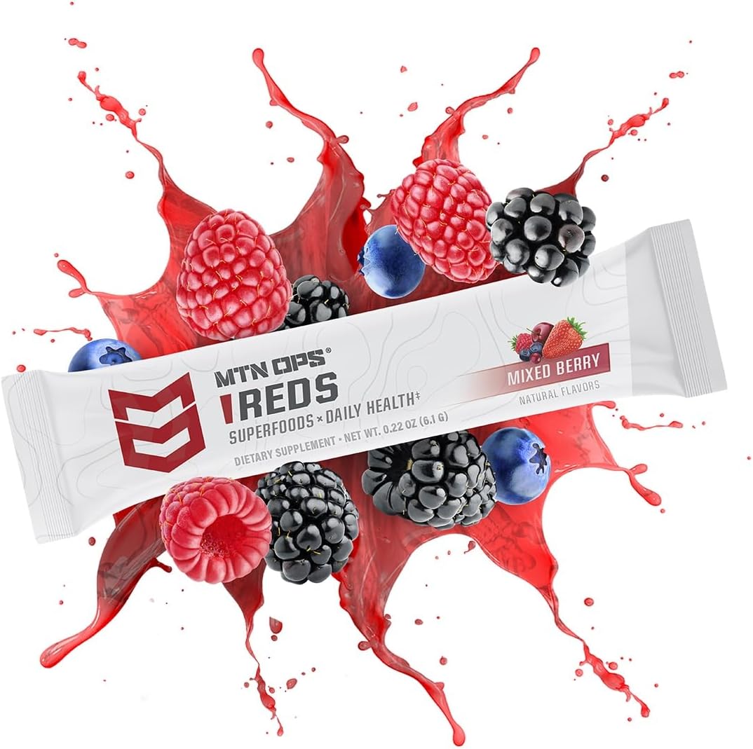 MTN OPS Super Reds Antioxidant Drink Powder - Daily Health Blend with Phyto-Nutrients | 30 On-The-Go Packs