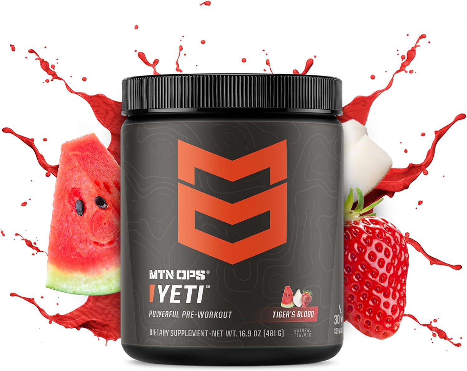 MTN OPS Yeti Monster Tiger's Blood Pre-Workout Powder Energy Drink - 30 Servings