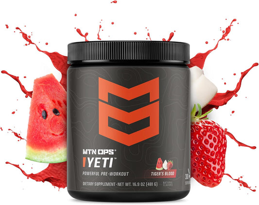 MTN OPS Yeti Monster Tiger's Blood Pre-Workout Powder Energy Drink - 30 Servings