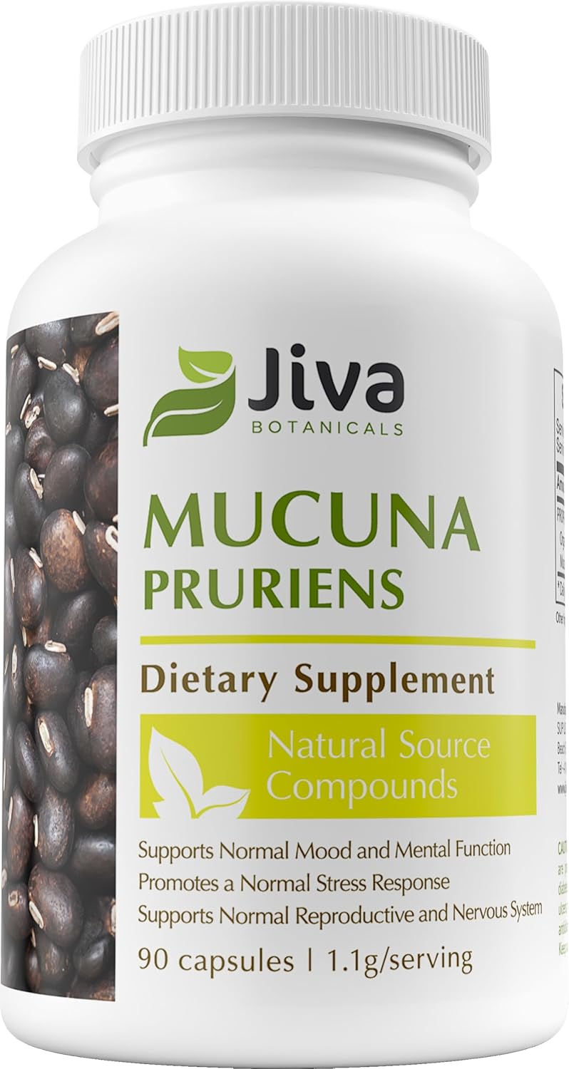 Mucuna Pruriens Extract Capsules - Velvet Beans Supplement - 90 Capsules by Jiva Botanicals