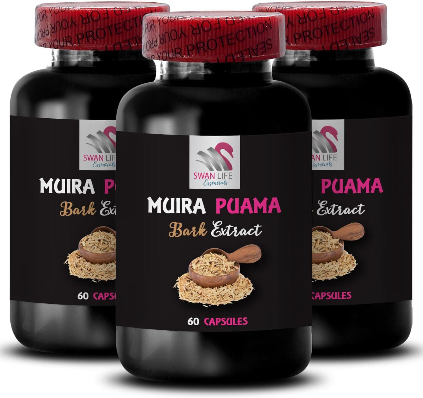 Muira Puama Bark Extract Performance Support Supplement - Boost Energy, Herbal Drive, Strength, Natural Recharge - 3 Bottles 180 Capsules