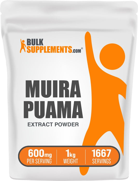 Muira Puama Extract Powder - Herbal Supplement, Gluten Free, 600mg/Serving - 1kg (2.2 lbs) Pack