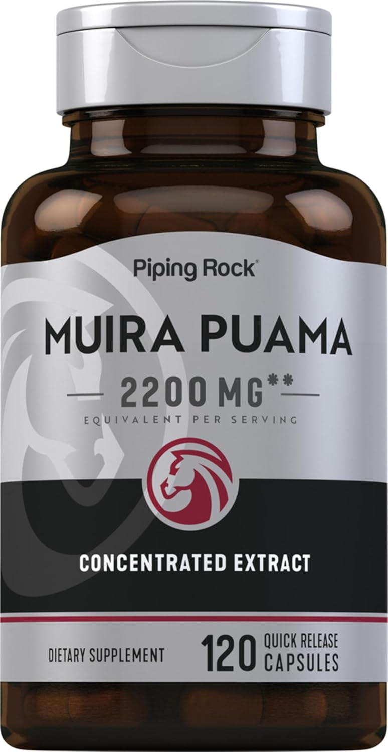 Muira Puama Root Extract 2200mg Capsules - 120 Count - Non GMO, Gluten Free Supplement for Men & Women by Piping Rock