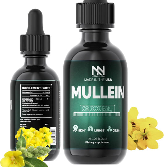 Mullein Drops for Lungs - Lung Cleanse & Detox Support - Smokers Lung Detox - Immune Boost - Mullein Leaf Extract Tincture