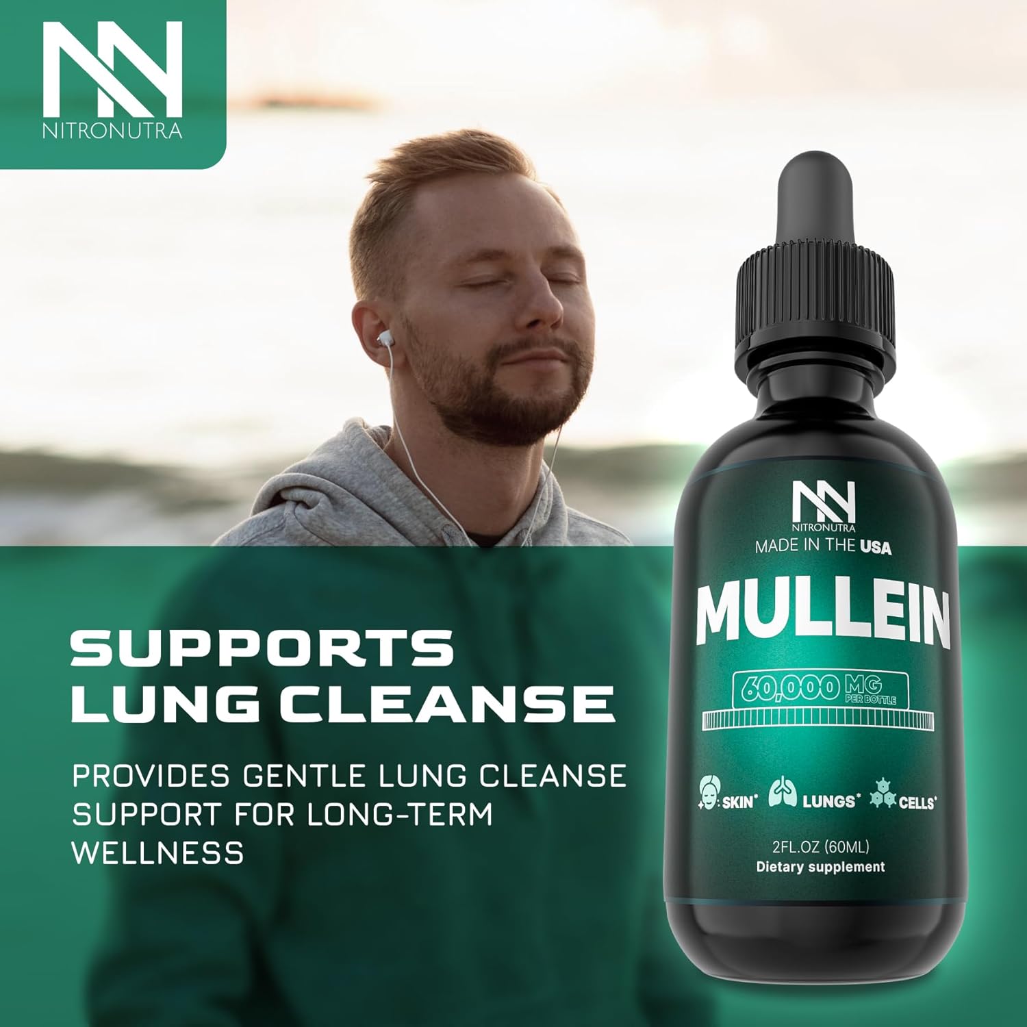 Mullein Drops for Lungs - Lung Cleanse & Detox Support - Smokers Lung Detox - Immune Boost - Mullein Leaf Extract Tincture