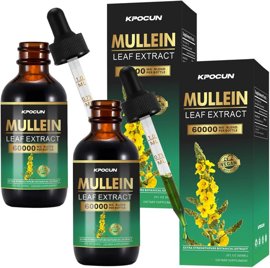 Mullein Leaf Extract Drops for Lung Cleanse & Immune Support - 4 fl oz Herbal Supplement