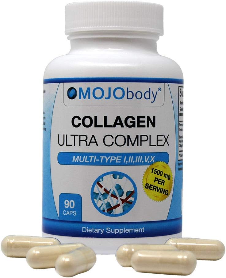Multi Collagen Capsules Ultra Complex - Anti-Aging, Hair, Skin, Nails, Joints - Types I, II, III, V & X - 1800mg, 90 Capsules